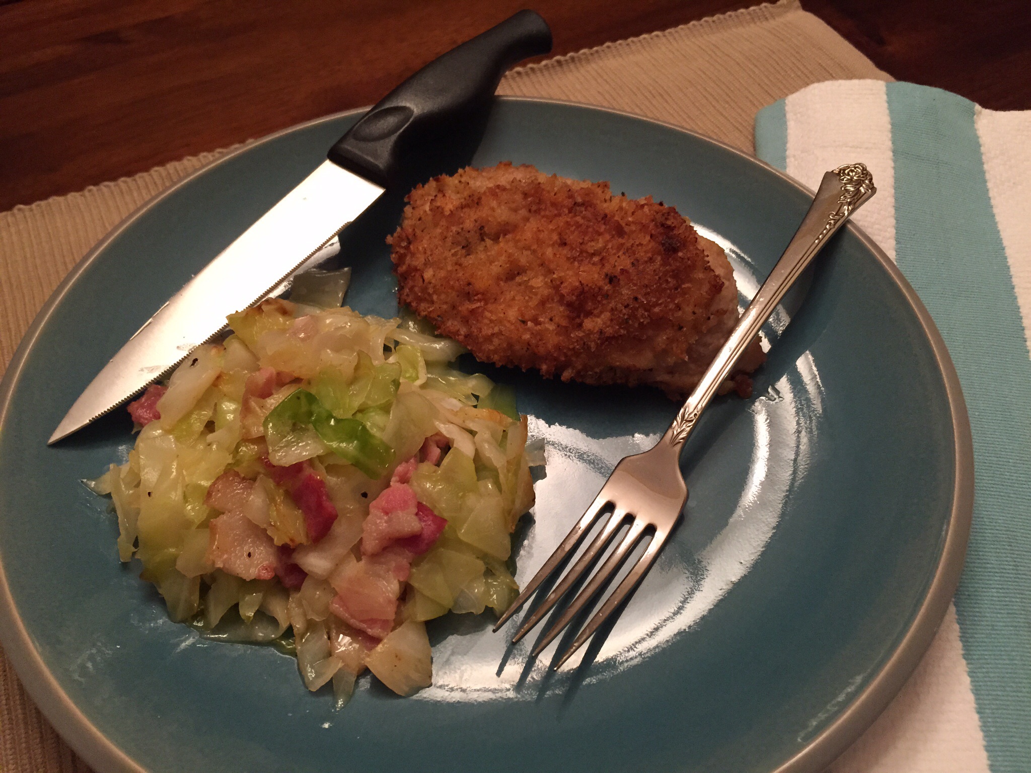 Pork Chops and Cabbage with Bacon