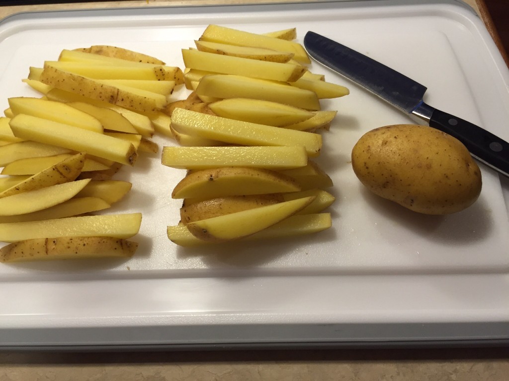 cut potatoes into sticks