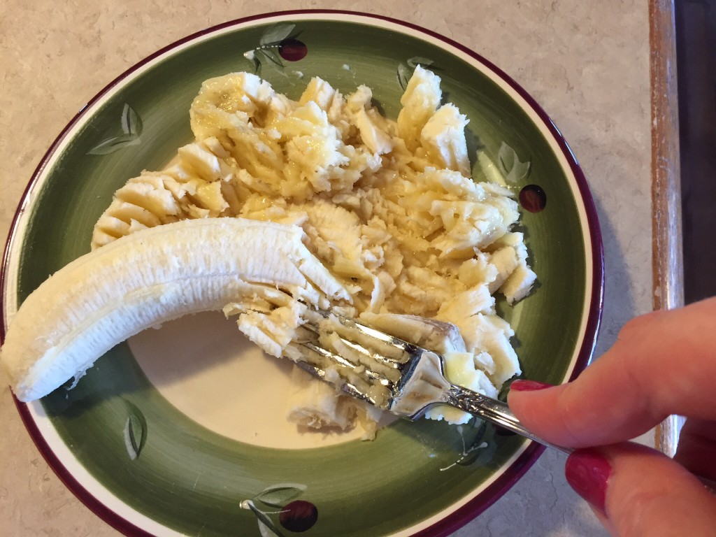 mash overripe bananas for banana bread