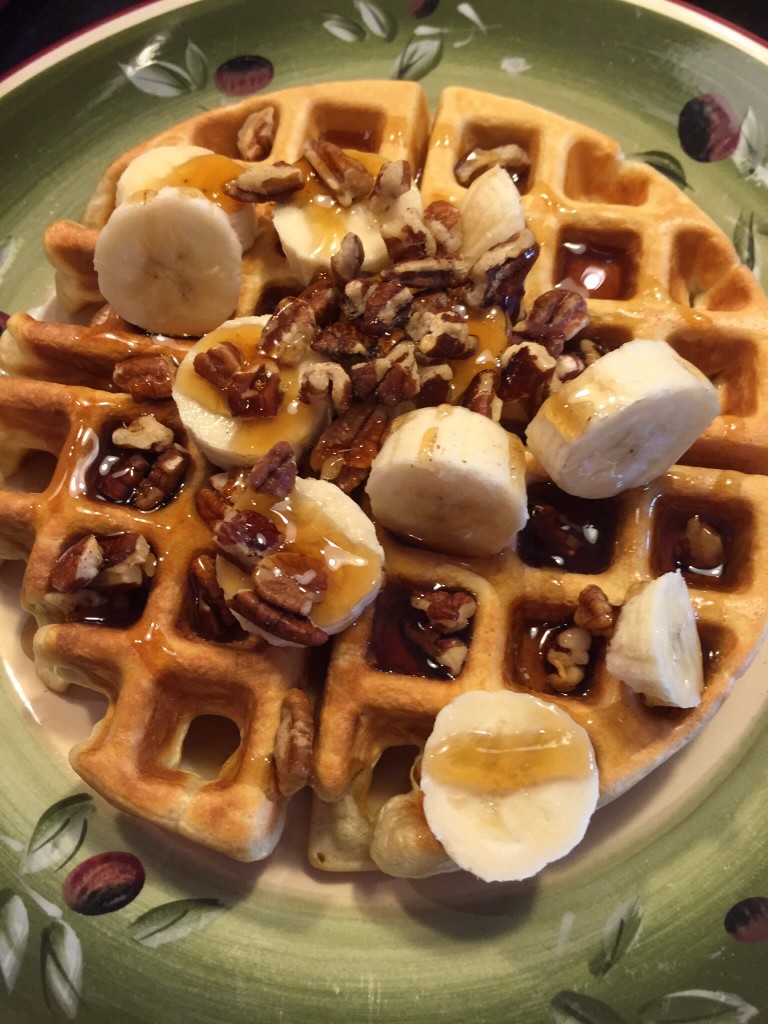 Waffles with Banana and Pecans