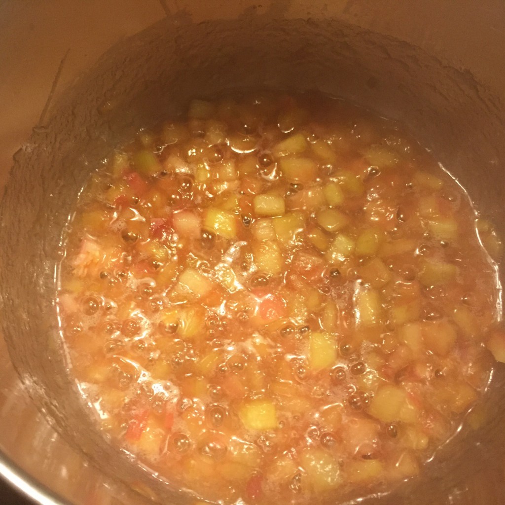 Cooking rhubarb.