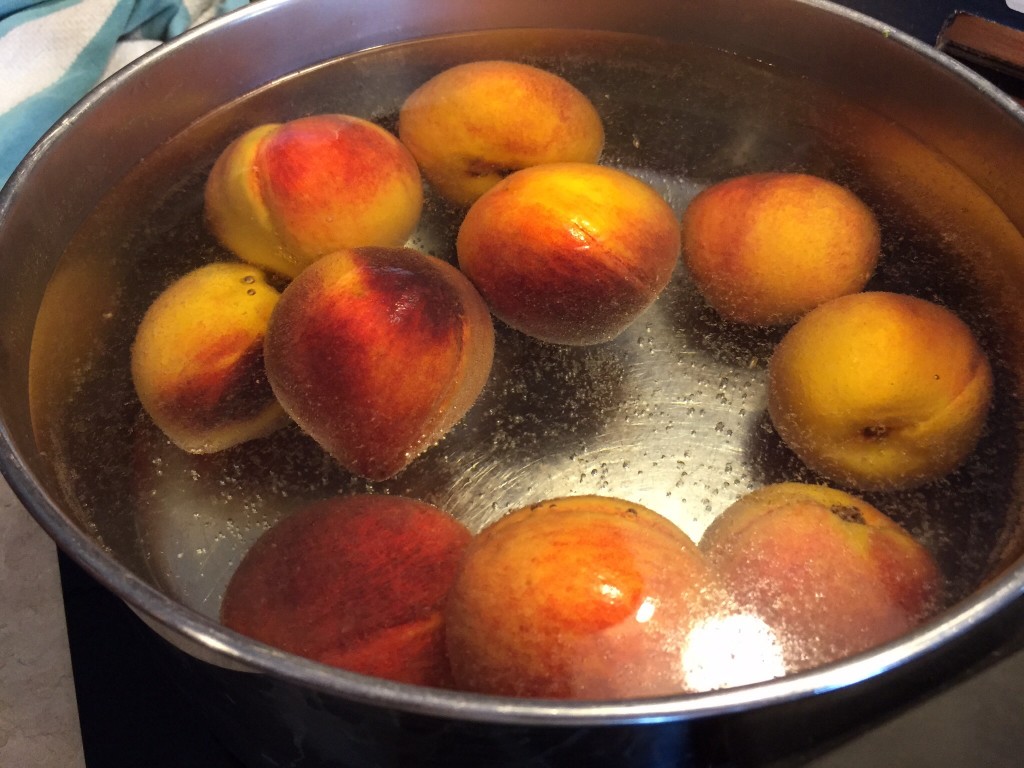 blanch peaches to easily remove the skins