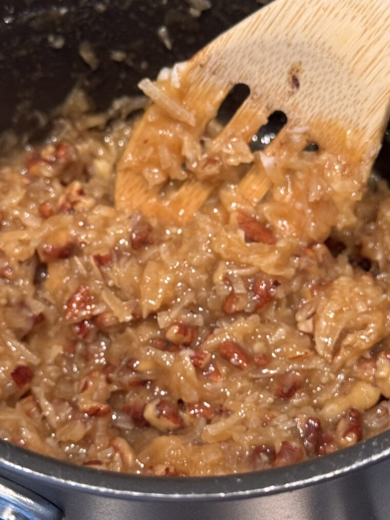 coconut and pecan topping