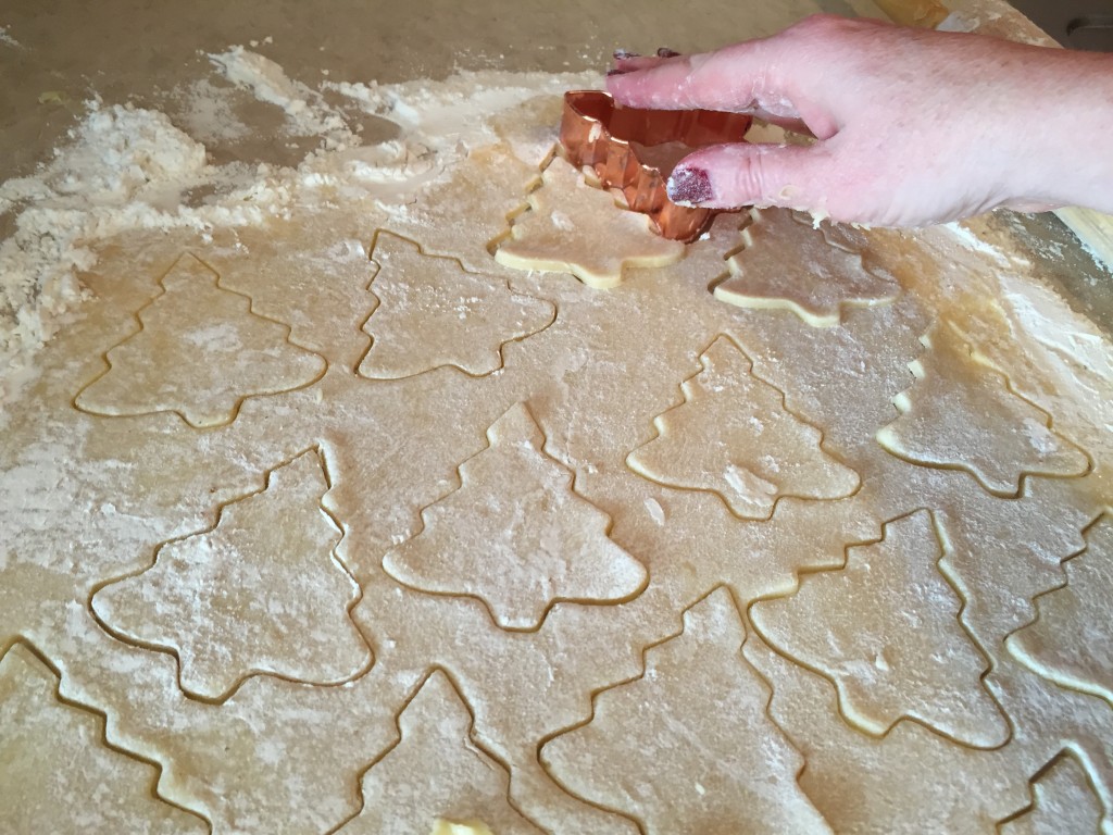 cutting sugar cookies