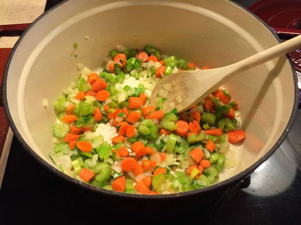 Saute carrots, onion and celery.