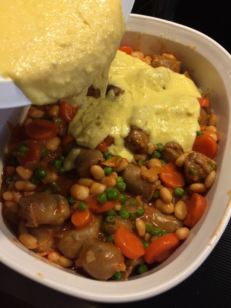 Bratwurst and Cornbread Casserole