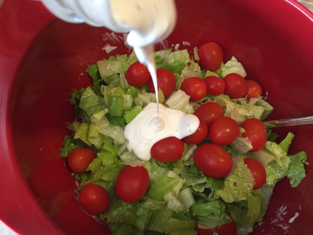 Making BLT Pasta Salad