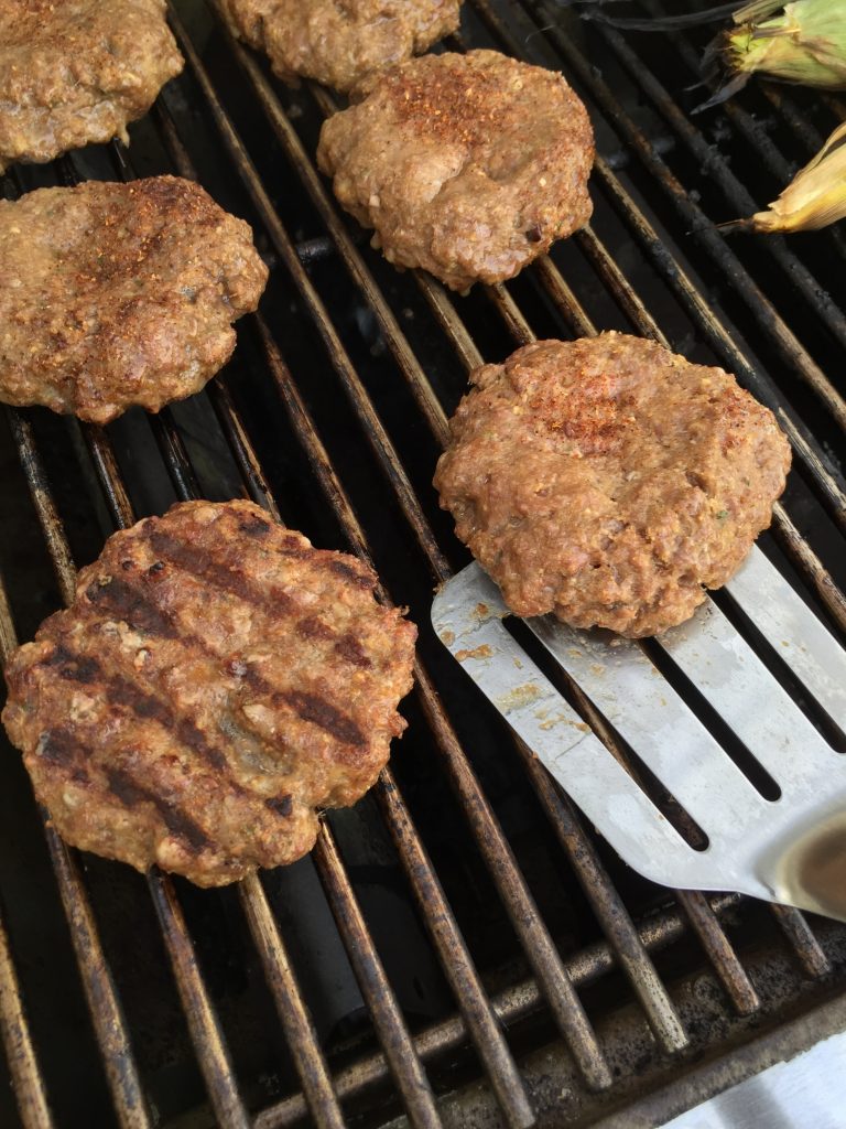 sliders on the grill