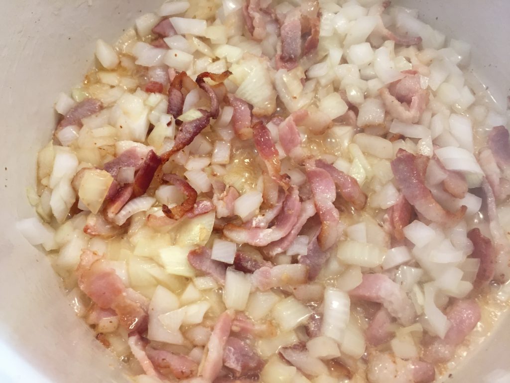 saute bacon and onions