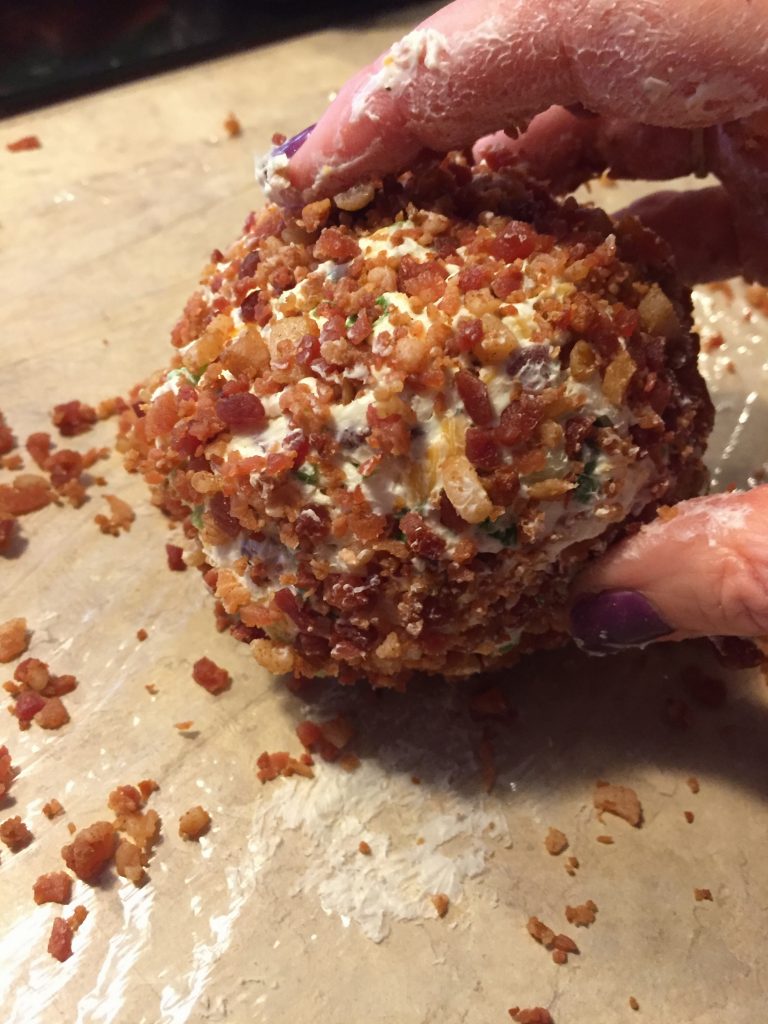 roll each ball in bacon bits