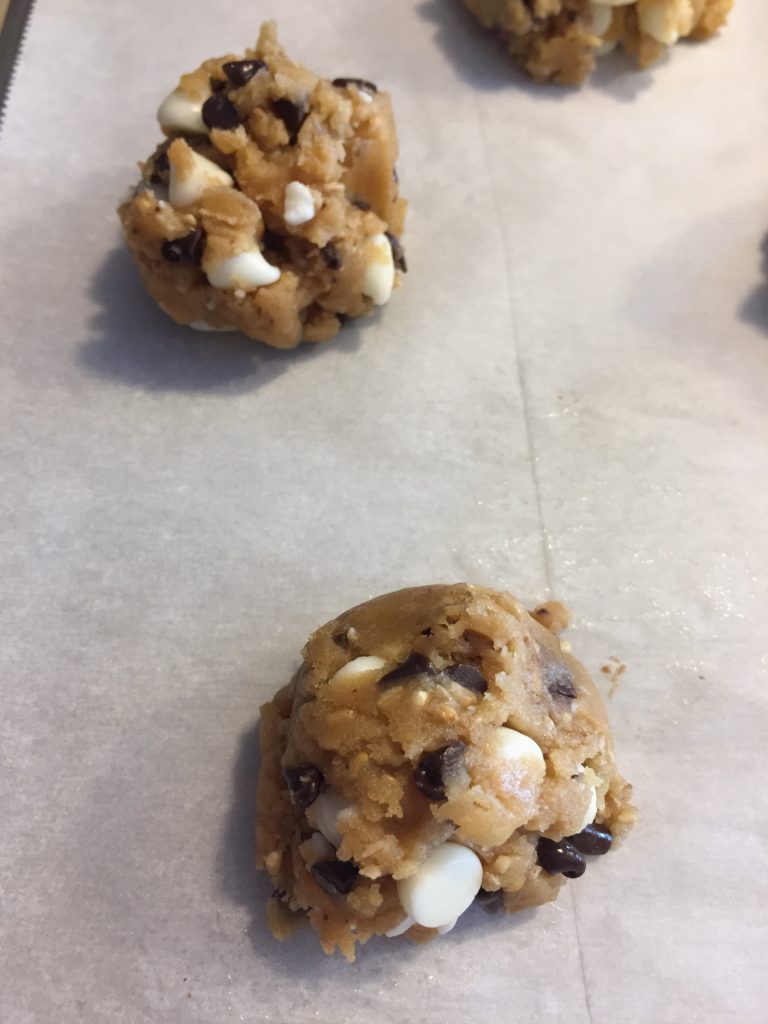 Scoop cookie dough onto a baking sheet.