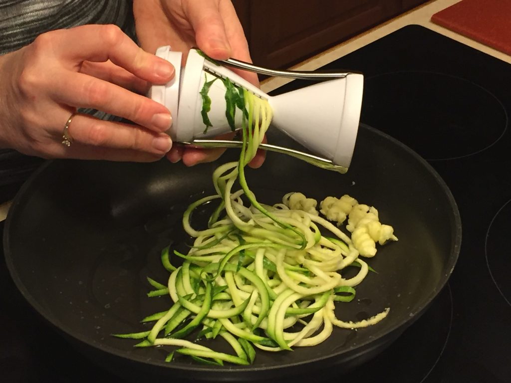 Spiralizer is used to cut zucchini.