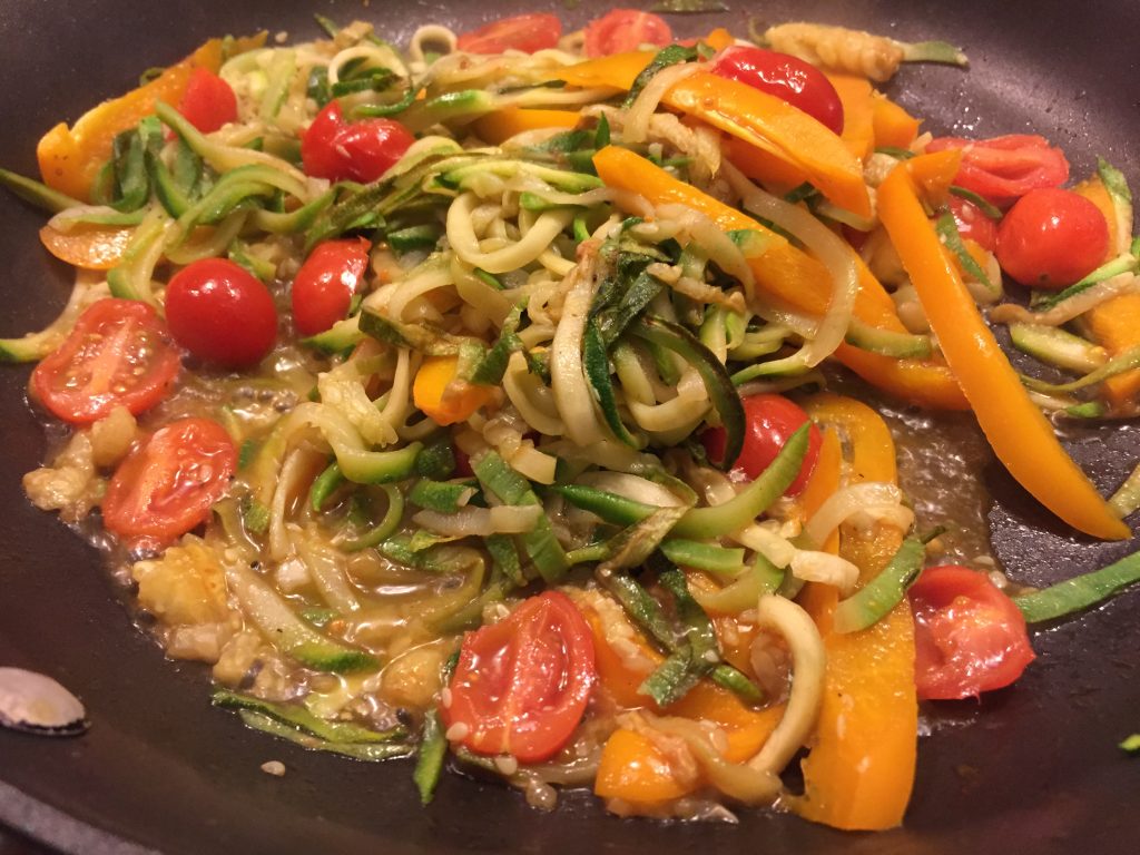 Spiral Zucchini and Pepper Saute