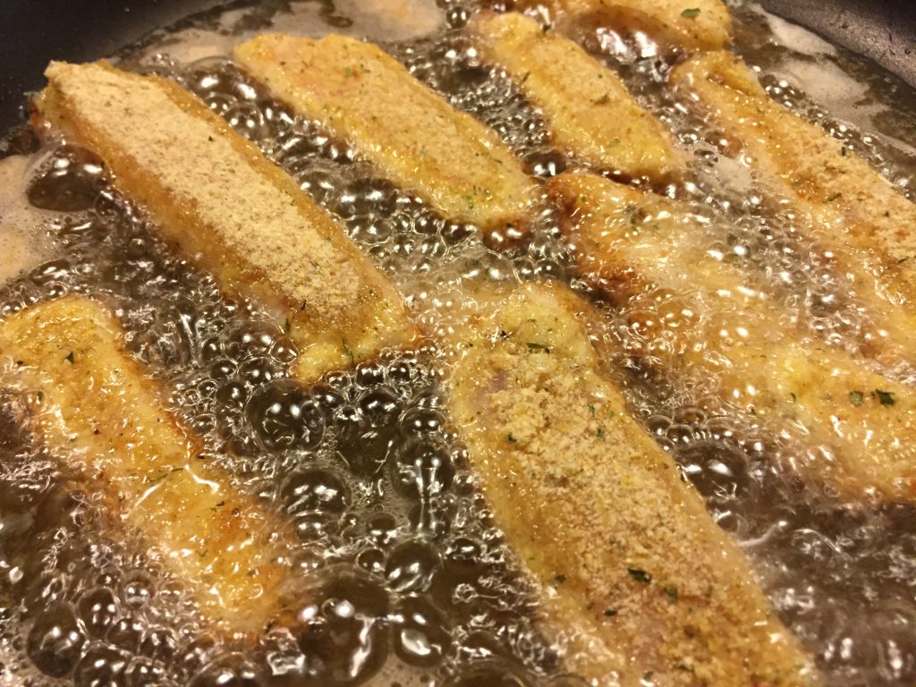 Frying Homemade Fish Sticks