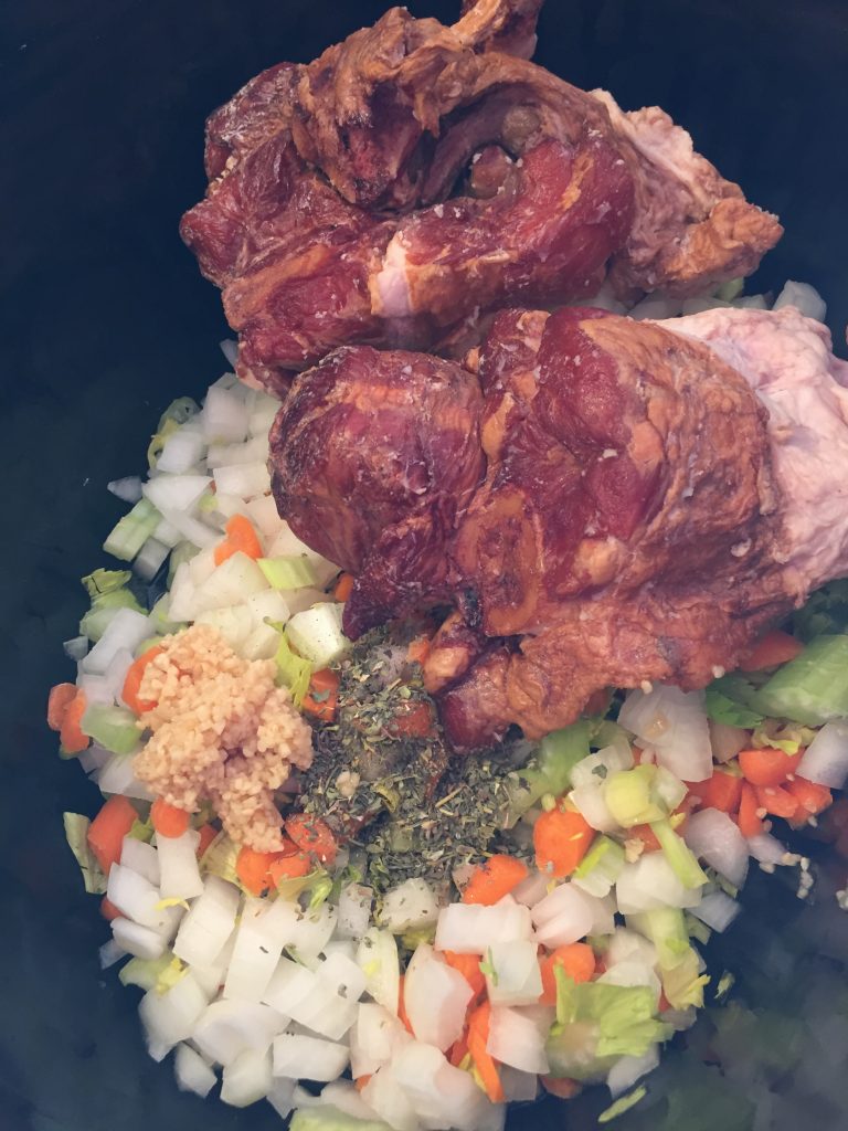 ham bones and vegetables for soup