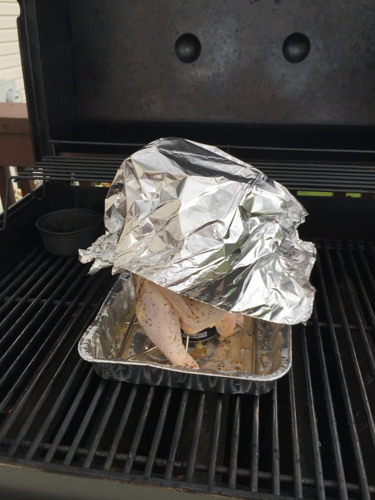 foil tent over the chicken