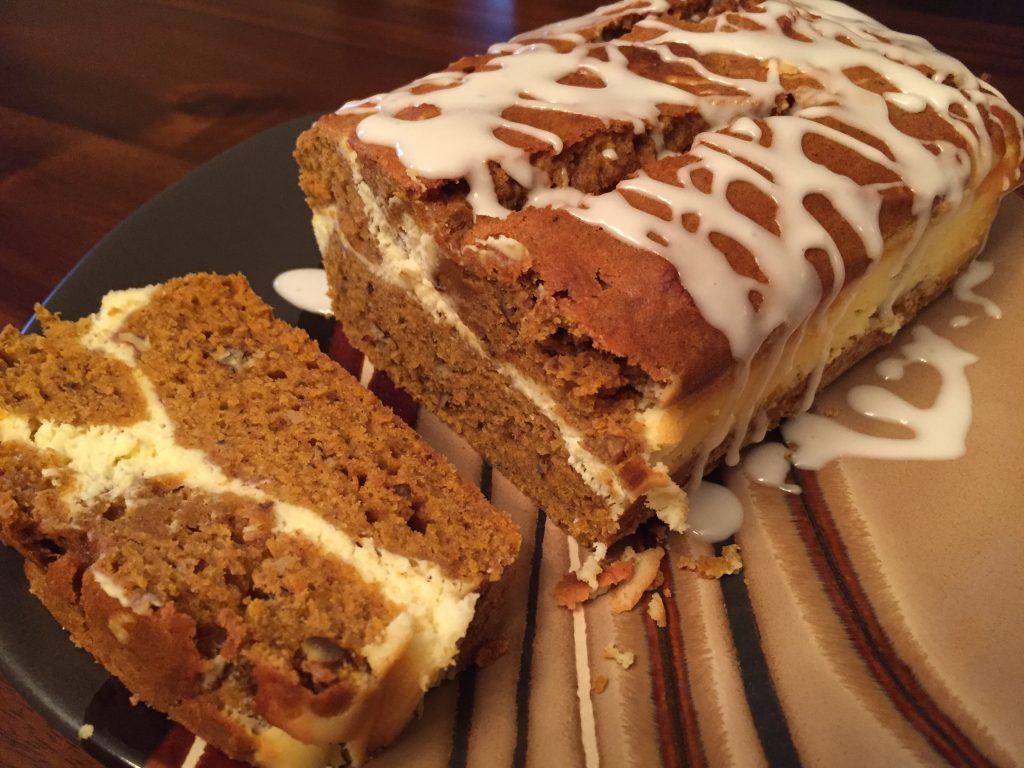 Pumpkin Bread with Cream Cheese Swirl