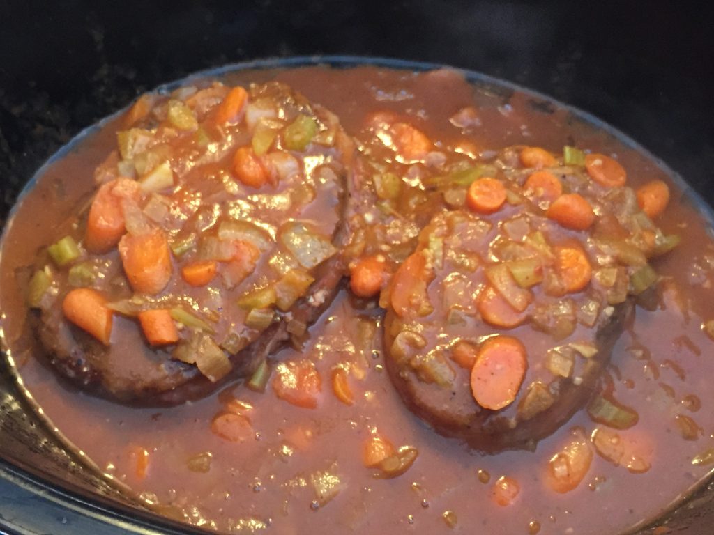 Beef shanks in the slow-cooker.