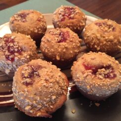 Peanut Butter and Banana Muffins with Strawberry Jam