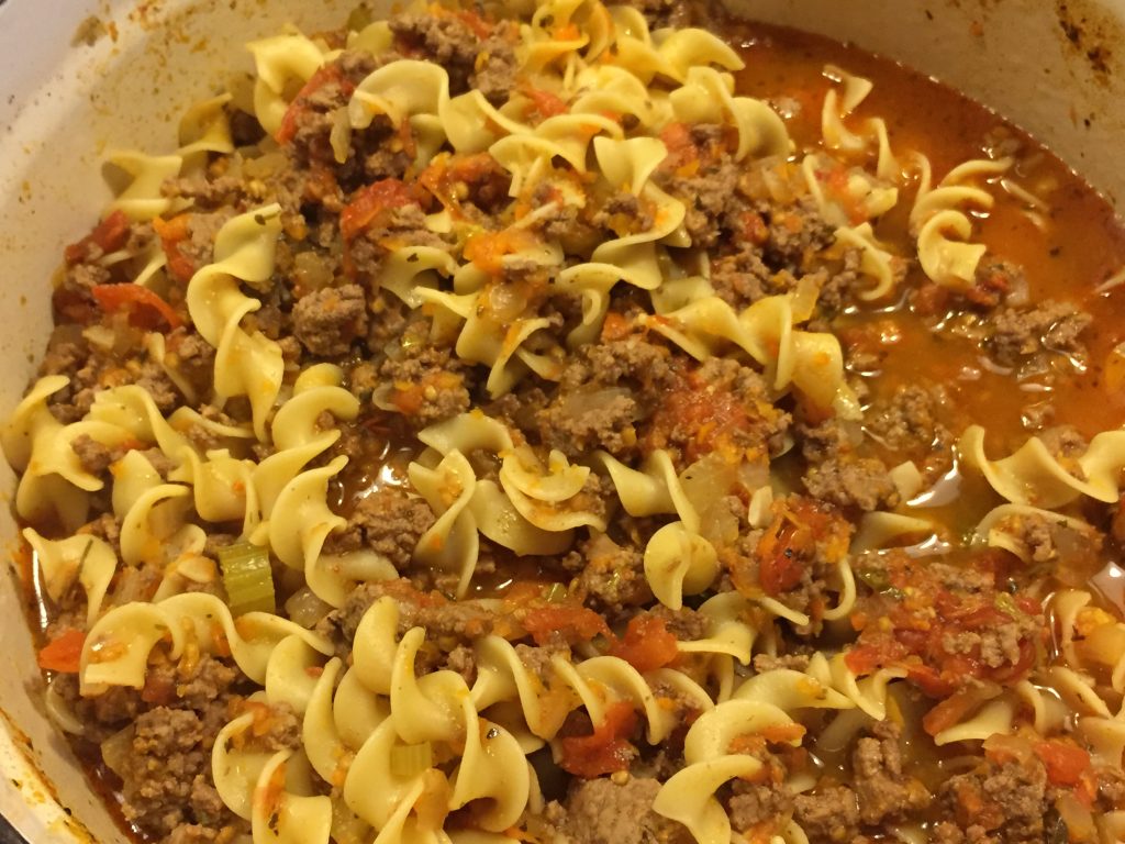 Hungarian Goulash with egg noodles.