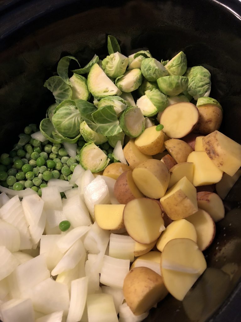 Beef and Brussels Sprouts Stew in the slow-cooker