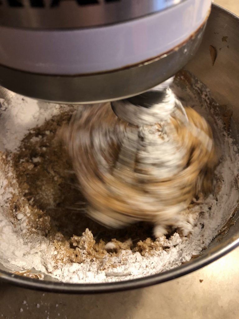 Making the creamy peanut butter filling.