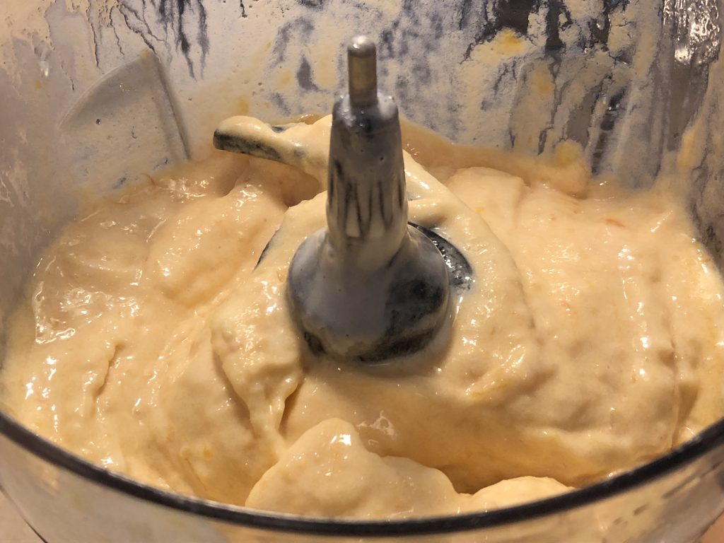 Peach ice cream filling.