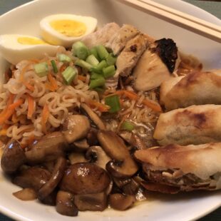 Ramen Noodle Bowl with Chicken and Mushrooms