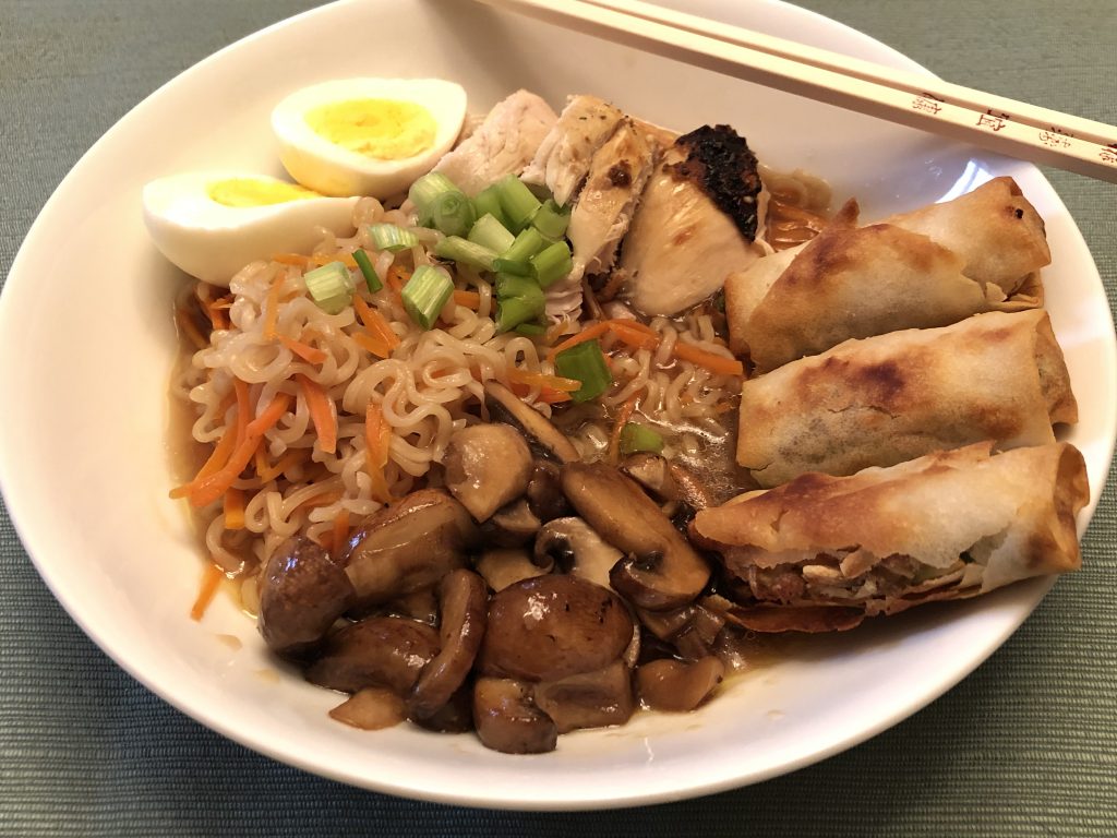 Ramen Noodle Bowl with Chicken and Mushrooms