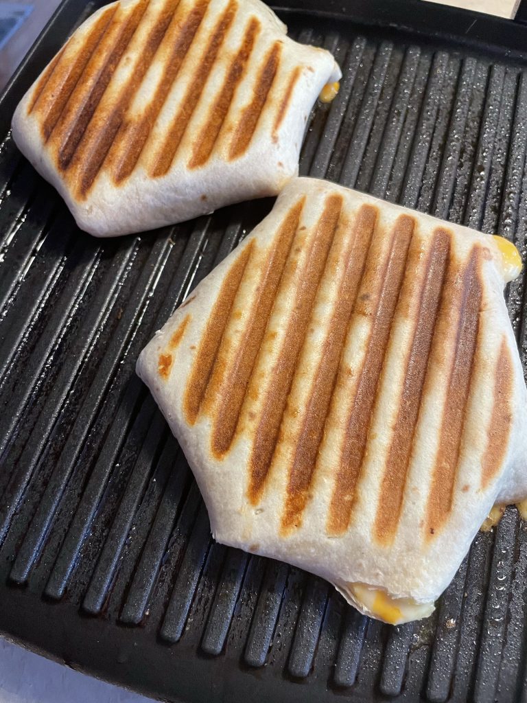 quesadilla burgers on the panini press