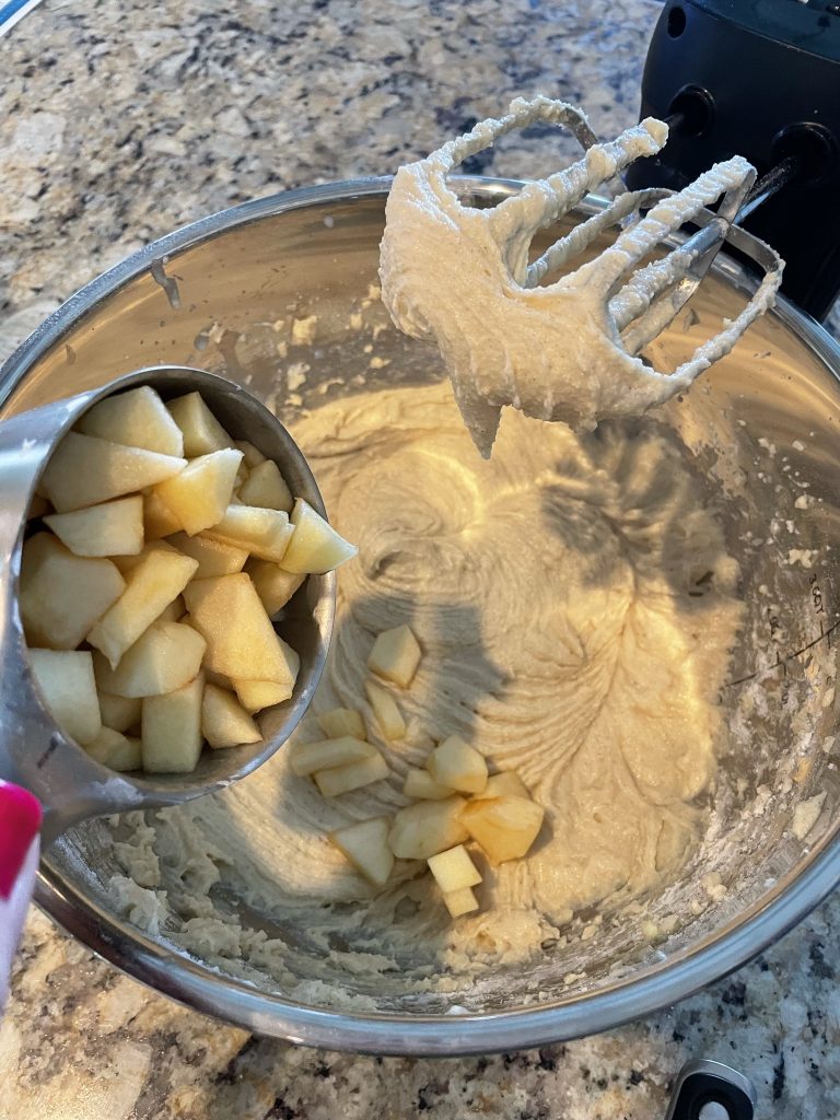 Add apple chunks to the batter.