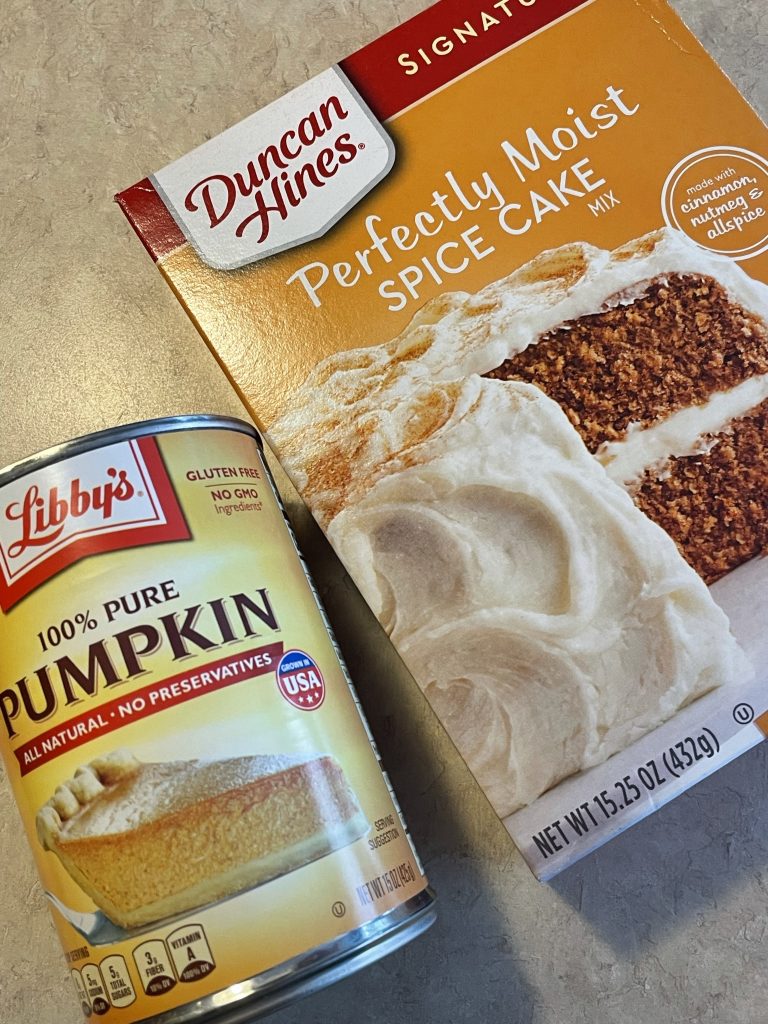 Spice Cake mix and canned pumpkin