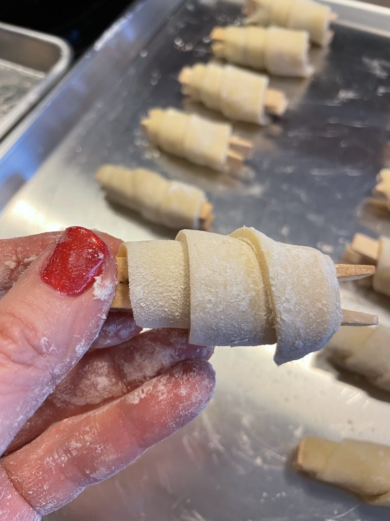 Wrap the dough around the clothespin.