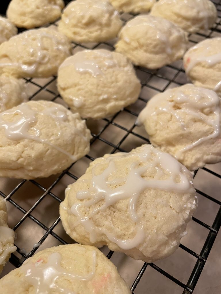 Powdered sugar glaze on cookies