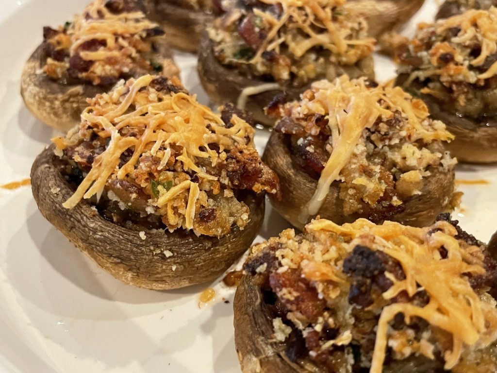 Bacon and Onion Stuffed Mushrooms