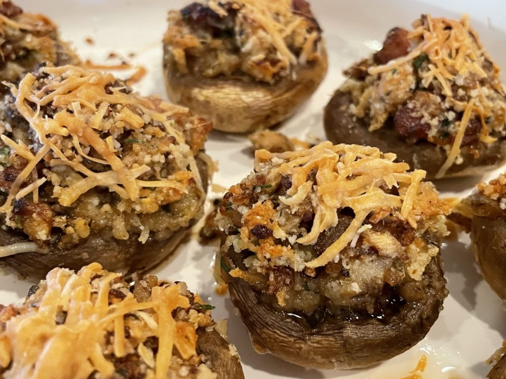 Bacon and Onion Stuffed Mushrooms