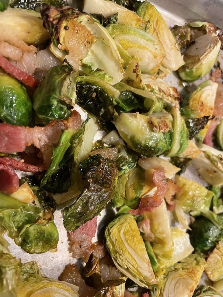 Sheet Pan Brussels Sprouts and Bacon