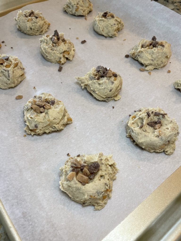 Making Butterscotch Toffee Cookies