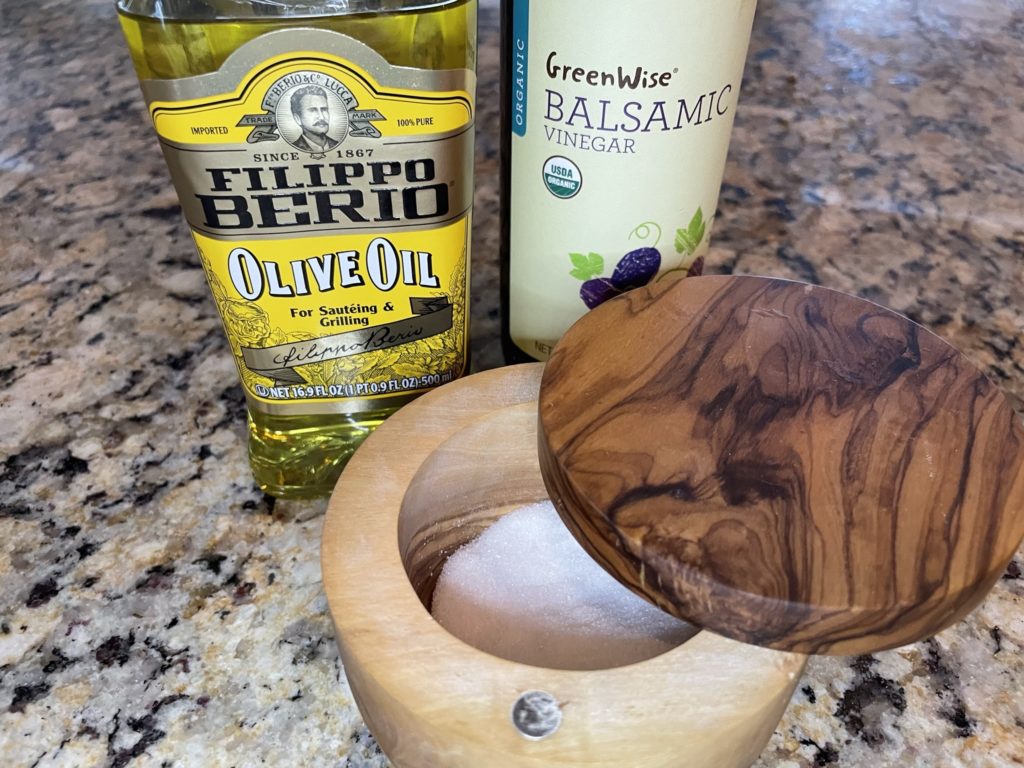 olive oil, vinegar and salt