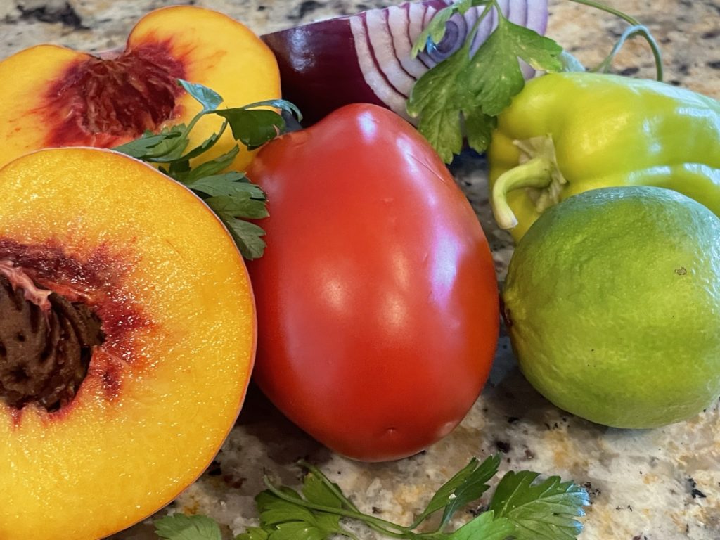 ingredients for peach salsa