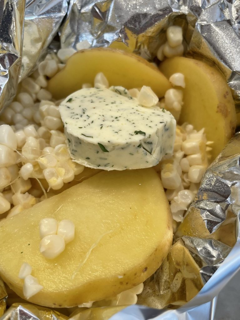 potato packets with herbed butter