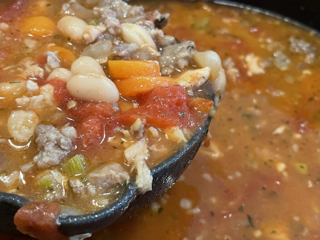 Italian Sausage and Chicken Soup with Spinach