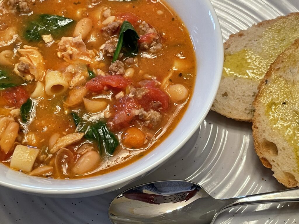 Italian Sausage and Chicken Soup with Spinach