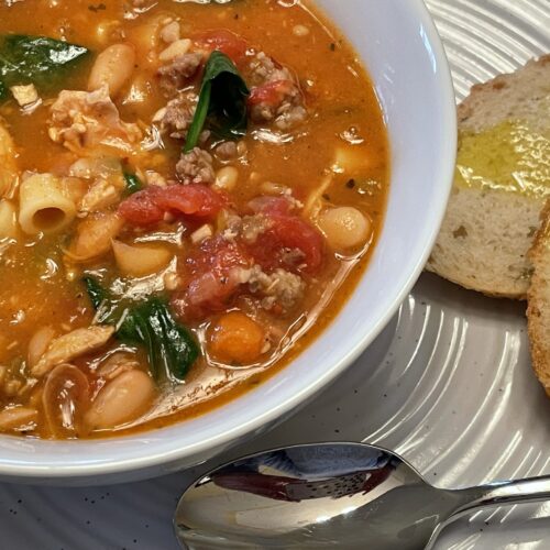 Italian Sausage and Chicken Soup with Spinach