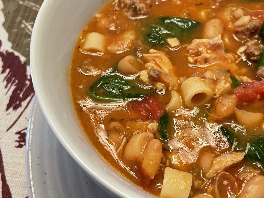 Italian Sausage and Chicken Soup with Spinach