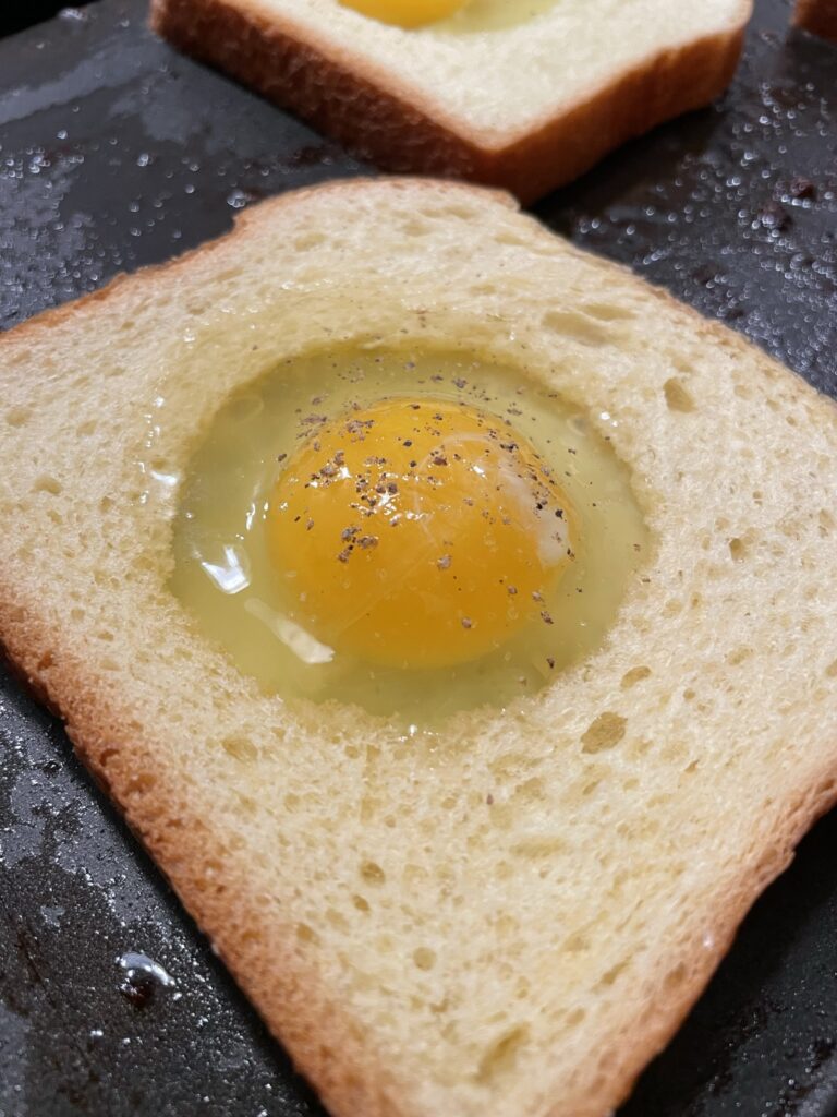 Toad in the Hole on the griddle.