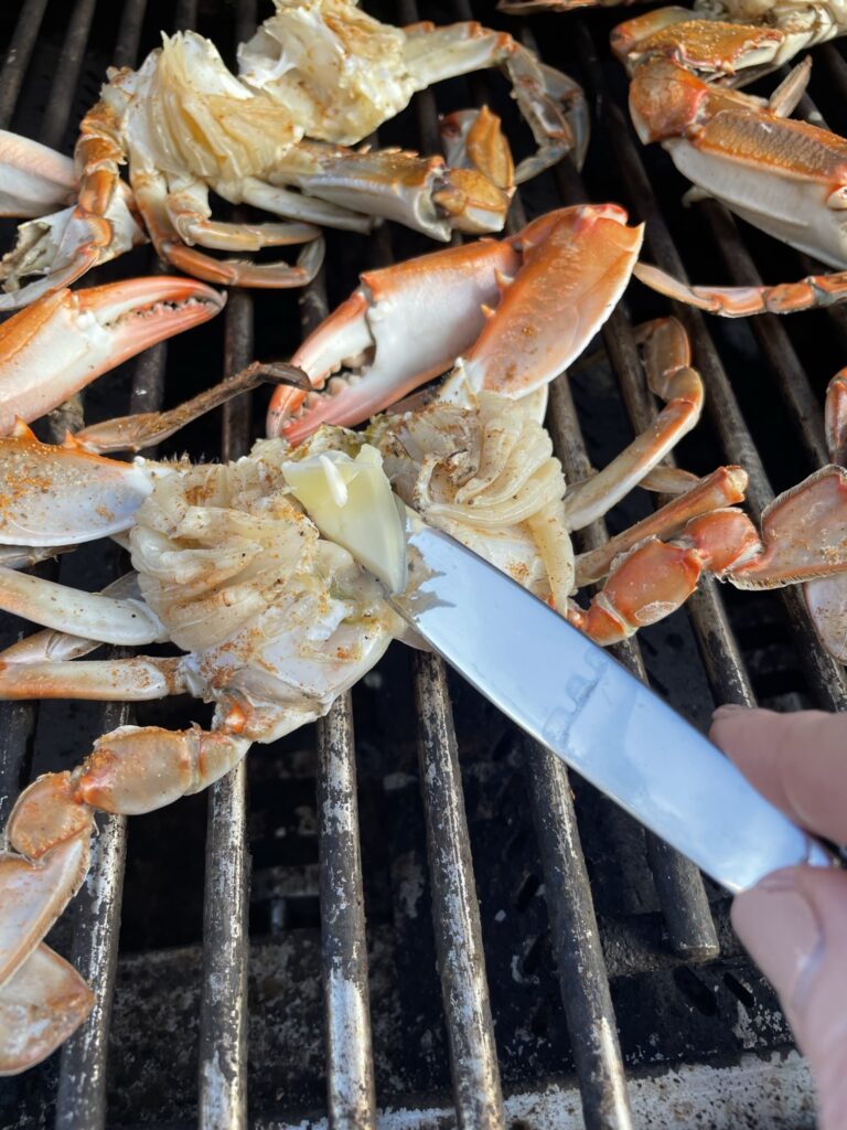 Grilled Blue Crabs with butter.