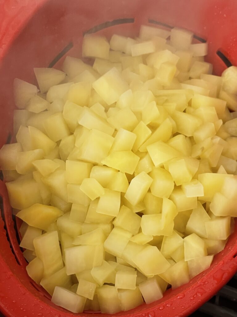 Parboiled potatoes.