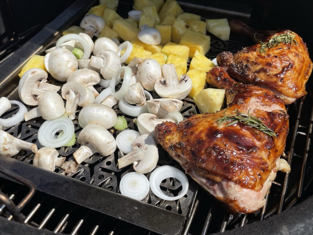 Hoisin Smoked Chicken with pineapple chunks and vegetables.