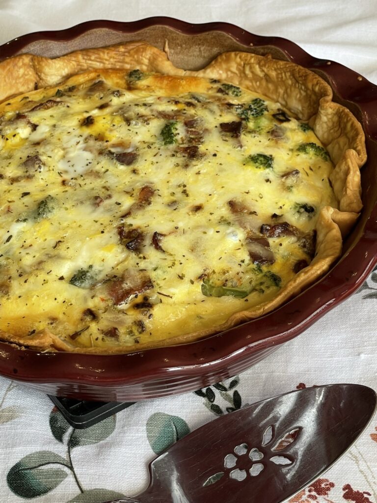 Cheesy Broccoli and Bacon Quiche